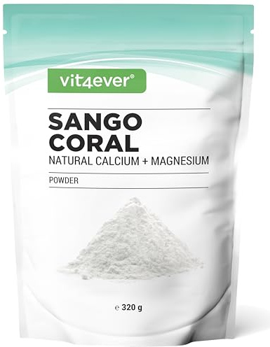 vit4ever Sango Meereskoralle - 320g Pulver - Calcium & Magnesium 2:1 | Okinawa Sango Koralle, 400 mg Calcium & 200 mg Magnesium, ohne Zusatzstoffe, Laborgeprüft