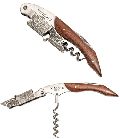 Grape Stem Design Stainless Steel Corkscrew and Foil Cutter - Wine Key Sommelier Knife