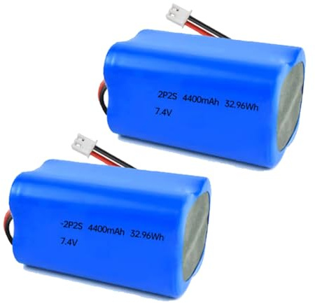 2 Stück 7,4 V 4400 mAh Li-Ionen-Akku Pack RC Ersatz Wiederaufladbarer Akku Pack Eingebaute 18 * 4 Zellen für Flugzeug Heimwerker, Angellichter, Türklingel, Handventilator, Radio, Lautsprecher usw.
