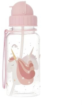 Tutete Trinkflasche für Kinder mit weichem Strohhalm | Tritan-Wasserflasche, 500 ml, BPA-frei, spülmaschinenfest, Tragegriff und auslaufsicherer Verschluss, leicht zu öffnen | Magical Unicorn
