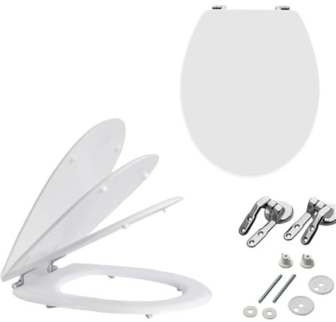 Zm Market Tavoletta wc universale Copriwater in Legno, Coprivaso colorata con accessori Cerniere viti anello Incluse Adatto a Tavolette WC toilet seat Ideale Misure Standard Montaggio Facile 8402058