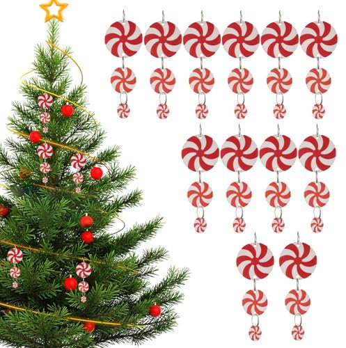 demaxiyad Weihnachtsschmuck Candy – Hängender Weihnachtsbaumschmuck | Weihnachtsschmuck zum Aufhängen, 12 Stück, künstliche Süßigkeiten Weihnachtsbaumschmuck für Dekoration