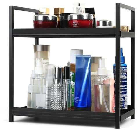 Organisateur Salle de Bain Rangement, Organisateur de Maquillage, Étagère de Rangement à 2 Niveaux, Organisateur Cuisine Etagere de Rangement pour Maquillage Skincare Parfum Cosmetique Chambre