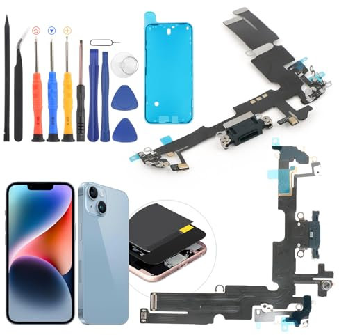 Dock Connector for iPhone 14 Plus Charging Port Flex Cable Replacement for iPhone 14 Plus A2632 A2885 A2886 A2887 A2896 USB Charger Dock Board Connector with Tools(Black)