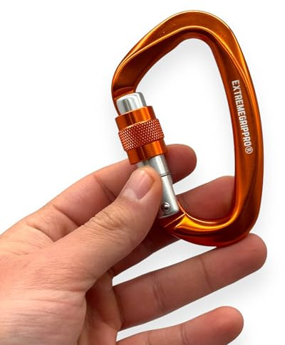 2-Pack 25KN Heavy Duty Carabiner Clips Aluminum D-Ring Screw Lock for Rock Climbing, Camping, and Outdoor Use (Orange)