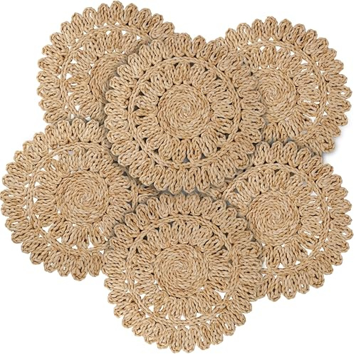 Platzsets aus Kornschalen, gewebt, rund, 35,1 cm, 6 Stück, Korbgeflecht, Boho, Bauernhaus, Rattan-Tischsets für Esstisch, Hochzeit, Zuhause