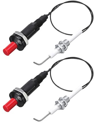 2PCS Piezo Igniter, Piezo Spark Ignition Set, Piezo Spark Igniter Ignition Universal, Piezo Spark Ignition Kit for Gas Fireplace, Oven, Heater, Kitchen Stove Ignitor (Curved)