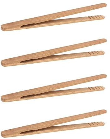 4 Pcs Wooden Tongs for Toaster, 7 Inch Toaster, Toast Tongs Wooden with Anti-Slip Design, Reusable for BBQ Fried Food, Bread, Tea