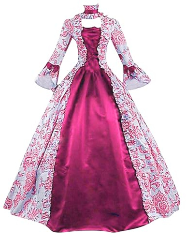 Générique Robe Médiévale Femme Renaissance Baroque Robes Médiévale Rétro Manches Trompette Victorienne Gothique Grandes Tailles Maxi Robe Carnaval Halloween Fête Femmes Cosplay Carnaval Victorien