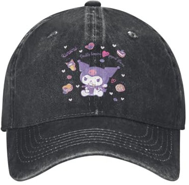 Baseballmütze Kawaii Kuromi Cartoon Männer Frauen Distressed Denim Caps Hut Jahrgang Outdoor Laufen Golf Geschenk Sonne Kappe Urlaub Sport Geschenke