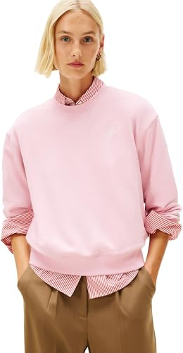 Tommy Hilfiger Damen Sweatshirt Script Terry Regular Fit, Rosa (Bonita Pink), M