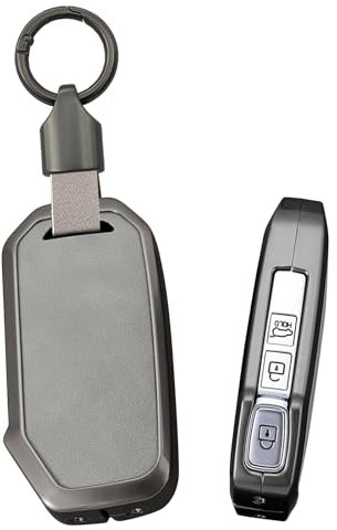 ontto Autoschlüssel Hülle Schlüsselhülle Kompatibel mit Kia Sportage Ceed GT Sorento Niro Xceed Proceed GT Stonic Schlüsselcase Schlüsselcover Legierung Gehäuse Schlüsselanhänger 3/4 Tasten-C Grau