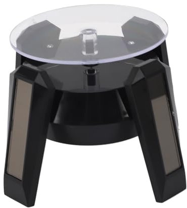 Qcwwy Desktop Dekorative Lampen Plattenteller Solarantrieb Rotierender Schmuck Display Ständer mit Blauem LED -Leuchtmotorisierte Drehung und Plattenteller für Uhrenkette Armband LED -Schmuck