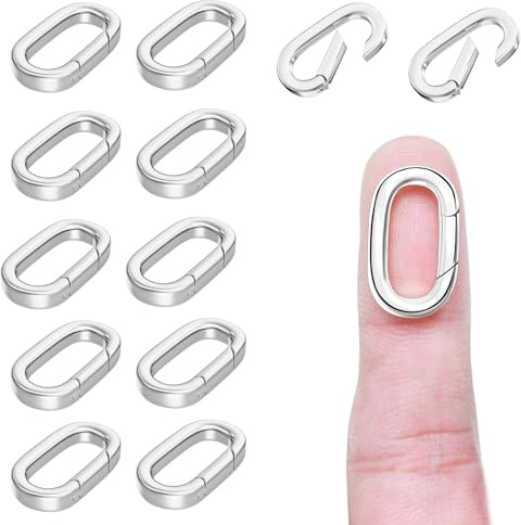 12 styck ovala lås, ovala smyckeslås med stängd fjädring, karbinhake, lås för halsband och lås för tillverkning av smycken, halsband och armband