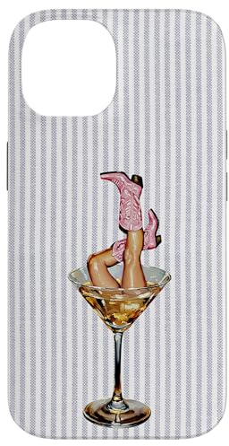 Painted Martini Glass and Cowboy Boots Pinup Style Case for iPhone 14