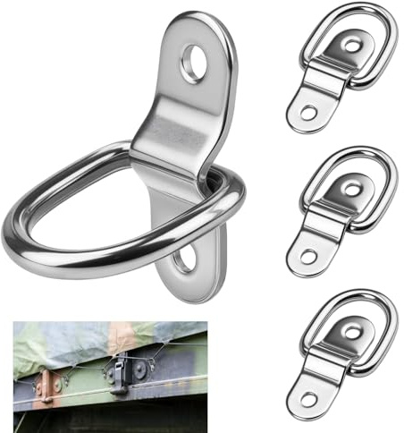 ddckj 4 Stück D Ring Zurrösen Edelstahl Zurrösen für Anhänger D Rings Heavy Duty für LKW, SUVs, Anhänger, Wohnmobil Zubehör, Boot, Bootszubehör, pkw, Kajak, Camping
