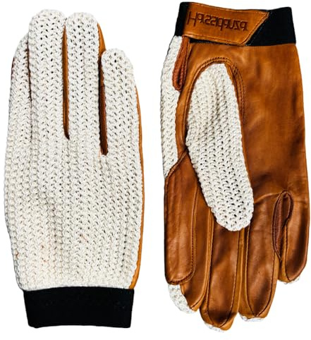 Harssidanzar Herren Reithandschuhe aus Leder, Pferdereithandschuhe für Herren mit verstellbarem elastischen Manschetten, DM303