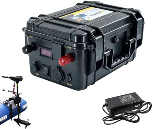 JHKJ 12V 24V 48V 60Ah 80Ah 100Ah 150Ah Marine Lithium Battery Rechargeable Thruster Battery for Electric Fishing Boat Propeller and Marine Vessel Propulsion with Charger,48V,100Ah