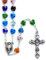 Rosario con cuentas de cristal de Murano con forma de corazón multicolor