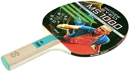 Sure Shot Matthew Syed MS-1000 Tischtennisschläger, Noppen-Out-Gummi, Einer, rot/schwarz