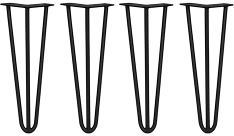 Monster Shop 4 x Hair Pin Legs Hairpin Legs Furniture DeskTable Chair Bench 14 3 Prong 12mm Black Steel & Protector FeetSkiSki Legs™…