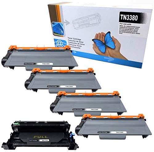 4X Toner + 1x Trommel kompatibel für Brother HL-5450DN HL-5450DNT HL-5440D DCP-8250DN MFC-8510DN 8950DWT - TN-3380, DR-3300 - Schwarz