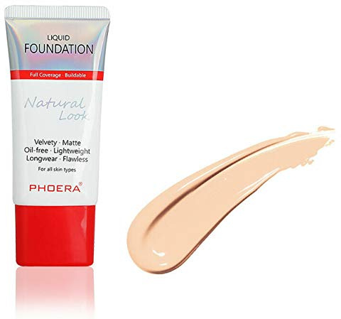 AQUAPURITY PHOERA Full Coverage Foundation New Formula Waterproof Long Lasting Oil Free Velvet Matte Liquid Foundation for Oily Skin Flawless Makeup Base Cream Concealer (102 Nude…)