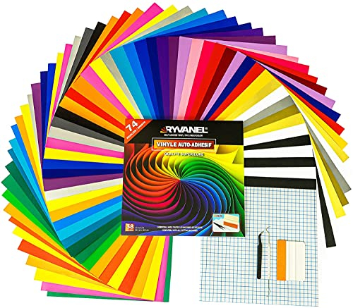 RYVANEL® Premium-Packung selbstklebenden Vinylfolien+ Transferband-Folien+ komplettes Werkzeugset zur Unkrautvernichtung - Ideal für all Ihre Heimwerkerprojekte zu Hause (Multicolor 74)