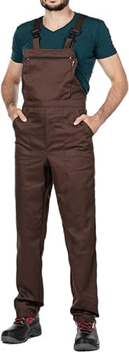 Salopette da Lavoro Uomo, Taglie Grandi S-3XL, Made in EU, Colori Diversi, Tuta da Lavoro Uomo qualità, Marrone Nero, M