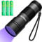 Linterna UV de luz negra, pequeña linterna portátil de 12 luces negras LED para detección de manchas ocultas en la habitación, curado de resina, búsqueda de escorpiones y chinches, detección de orina