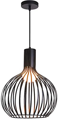 Mengjay Industrielampe Industrielle Hängeleuchte Vintage Pendelleuchte mit Käfig Loft Hängelampe Esszimmer Lampe Metall Schwarz für Küche, Wohnzimmer, Schlafzimmer Restaurant Hotel Landhaus.