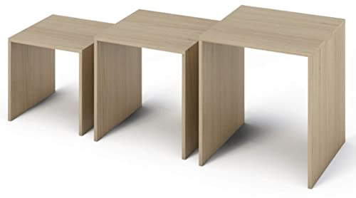 MATKAM Simple Beistelltisch 3er Set in moderner Optik | H/B/T 55 x 50 x 50 cm, Holzstärke 16 mm | In verschiedenen Ausführungen erhältlich (Sonoma Eiche)