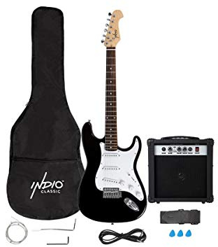 Indio by Monoprice 6-String Cali Complete Full-size Electric Guitar Package, 10-Watt Amp, Guitar Strap, Extra Strings