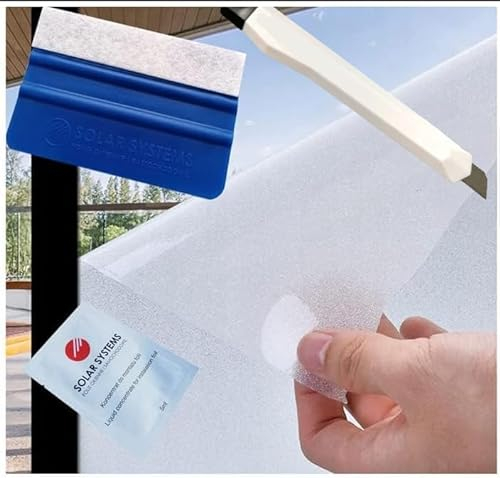 Solar Systems Selbstklebende Fensterfolie Sichtschutzfolie Milchglasfolie - Anti-UV Fensterschutzfolie mit Montagesatz für Büro, Badzimmer - Gewährleistet Diskretion - Weiße Matt (50x300cm)