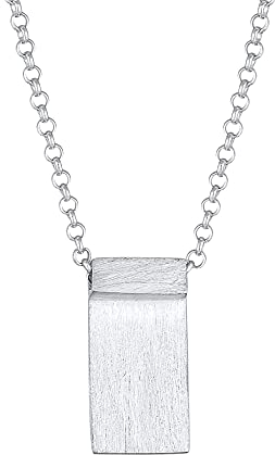 Kuzzoi Herren Halskette mit Anhänger Rechteck (15 mm), Herrenkette aus 925 Sterling Silber, Kette mit maskuliner Platte für den Mann, Münz Kette Herren Silber mit Anhänger, Länge 55 cm