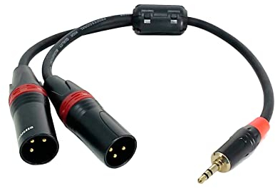 Rannsgeer 3.5mm TRS Stereo to Dual XLR Male Y-Splitter Cable R7Cxx (15 Inch)
