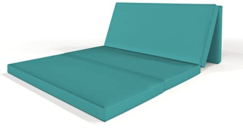 ALOHA Klappmatratze, Gästematratze, 4-teilige Faltmatratze zusammenklappbar Matratze mit Transporttasche Farbe und Größe wählbar (Turquoise Blue / 115cm x 195cm x 8cm)