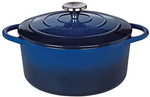 Küchenprofi Bratentopf Provence mit Deckel aus Gusseisen in der Farbe Ocean Blue Fassungsvermögen 4,2L, Maße: 24cm x 11,3cm, 04 0100 12 24
