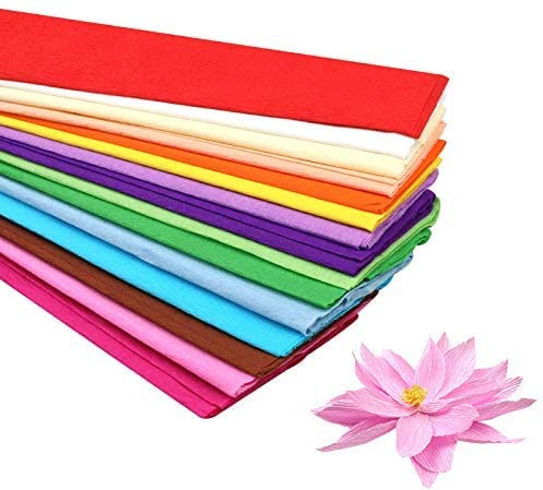 15 Colors Packing Crepe Paper Rolls - 50X100CM for Paper Flowers, Gift Wrapping, Floral Artwork, Assorted Color Sheets, Birthday Party, Wedding, Festival Ornament