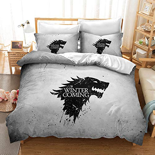 CHAOSE Juego De Funda De Edredón King Bedding - Juego De Tronos Juego De Edredón De Microfibra De 3 Piezas Funda De Edredón Y 2 Fundas De Almohada (Estilo 06,(220x 240cm)-Cama de 150/160)