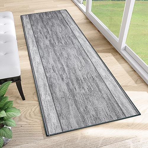 TAPISO Anti Rutsch Teppich Läufer rutschfest Brücke Meterware Modern Grau Hellgrau Meliert Streifen Design Flur Küche Wohnzimmer Diele 67 x 300 cm