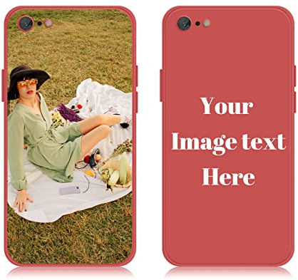AnNengJing Custom Soft Liquid Silicone Cases Full-Body Protective Personalized Photo Name Text Logo Phone Cover for iPhone 7/8/SE Red