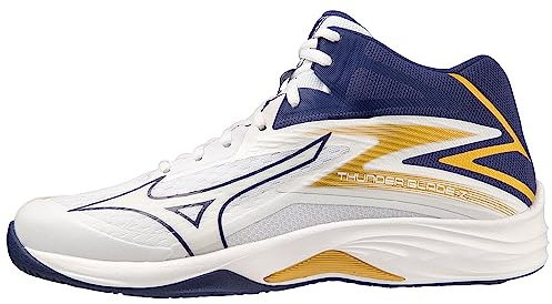 Mizuno Unisex Thunder Blade Z Mid Volleyball, White Blueribbon Mp Gold, 45 EU