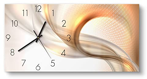 DEQORI Glasuhr | vertikal 60x30 cm | Motiv Schwingungen im Licht | große XXL Design Uhr aus Glas | leise Wanduhr für Wohnzimmer & Küche | moderne Hingucker Uhr für die Wand