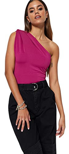 Trendyol Donna Body in Maglia Sottile Tinta Unita, Fucsia, M