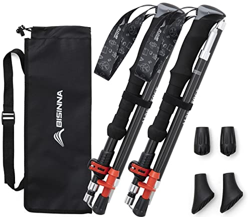 BISINNA Carbon Nordic Walking Stöcke Wanderstöcke ultraleichte 249g verstellbar 35-135cm Trekkingstöcke mit Kork-Griff für Damen und Herren
