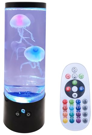 Bluecaps Jelly Fish Lava Lamp Aquarium Sensory Lamp for All Ages, Remote controled USB Table Lamp