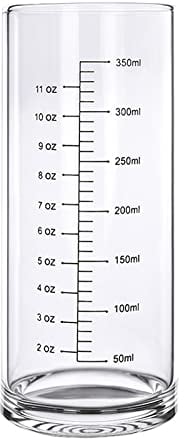 350ML Glass Measuring Cup with Double Scale Cold & Heat Resistant Borosilicate Graduated Glass Clear Water Drinking Cup Thick Bottom Teacup Milk Juice Coffee Mug, Microwave Oven Freezer Safety