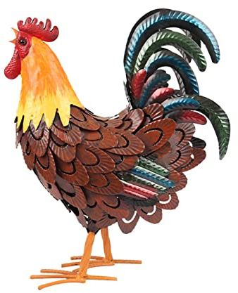 Metall Hahn Dekor, Metall Tier Yard Kunst Rasen Ornament Figuren Kunstwerk für Outdoor, Patio, Hinterhof und Home Kitchen Dekoration (braun)