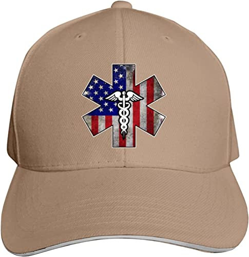 LOUJIN Sanitäter USA-Flagge EMS EMT Baseballkappe Ente Zunge Kappe Outdoor Cap Mode Schwarz, braun